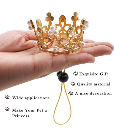 Pet Show 2pcs Small Dog Crown Headband - Birthday Party Hat for Puppies, Cats, Rabbits - Silver Gold Rhinestone Faux Pearl Crown - Wedding Hair Accessories - Buy Online on GoSupps.com