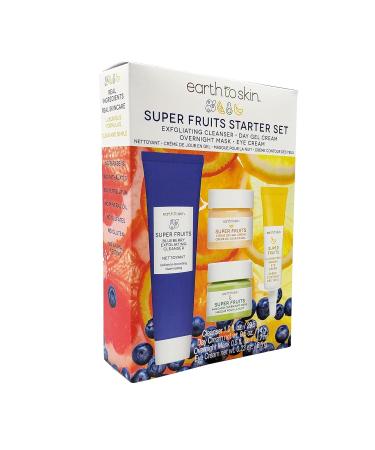 Earth To Skin Super Fruits Starter Set - Exfoliating Cleanser Citrus Gel Cream Avocado Mask & Brightening Eye Cream - International Shipping Available - Buy Online on GoSupps.com