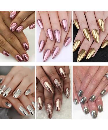 BISHENGYF 6 Box Rose Gold Chrome Nail Powder Set - Metallic Pigment Powder with Top Coat for Shiny Nail Glitter & Mirror Effect - Nail Art Design Decoration Kit - Buy Online on GoSupps.com