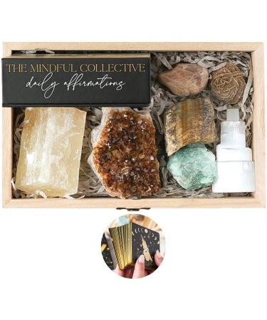 Healing Crystals Set with Daily Affirmation Cards - Manifestation Crystals and Stones. Authentic Gemstones and Crystals Sets for Beginners. Chakra Stones and Energy Crystals for Witchcraft Supplies Prosperity Crystals With…