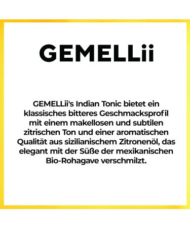 Gemellii Indian Tonic Water with Sicilian Lemon - 4x200ml | Natural Ingredients Agave Sweetened Made in Italy | Premium Mixer for Gin & Cocktails - Buy Online on GoSupps.com