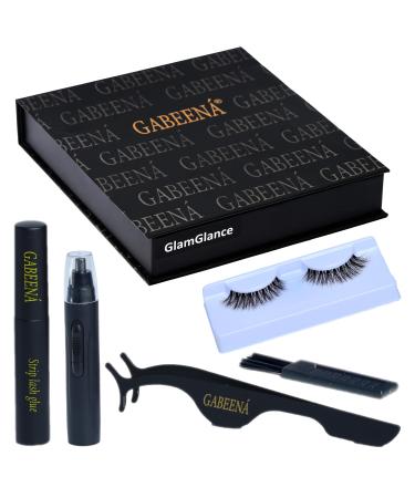 Gabeena Fake Eyelash Extension Kit - False Eyelashes with Glue Applicator Tool & Brush Come in a Box Reusable Waterproof & Trimmable Lashes Extension Kit for Beginners