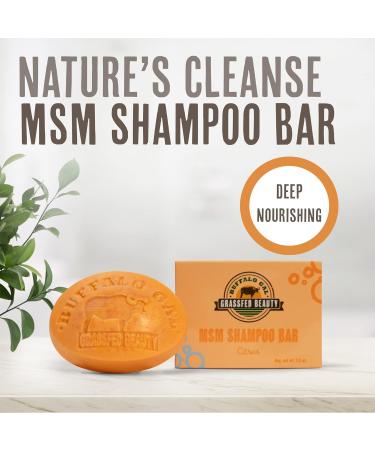Grassfed Beauty MSM Shampoo Bar - Natural pH Balanced Non-Stripping Citrus Scent 4 oz for All Hair Types - International Shipping Available - Buy Online on GoSupps.com