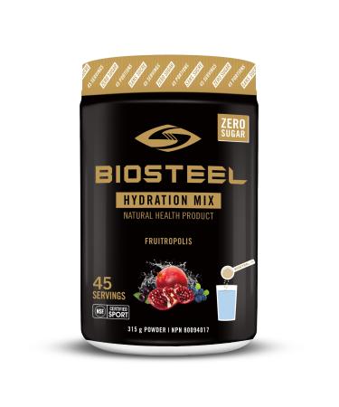 BIOSTEEL Zero Sugar Hydration Mix Great Tasting Hydration with 5 Essential Electrolytes Fruitropolis 45 Servings per Tub