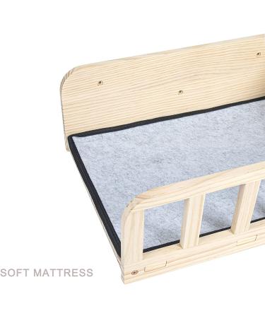 Yiotl Wall Mounted Wood Cat Shelf Bed with Two Bowls - Indoor Cat Feeder Shelf & Playing Platform | Cat Perch Bed with Mat - Buy Online on GoSupps.com