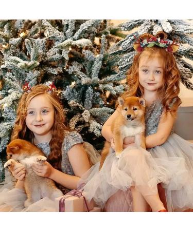 IYOU Christmas Headbands Hair Clips Red Reindeer Antlers Hair Band Flower Dear Ear Hair Accessories for Party Halloween Cosplay - Buy Online on GoSupps.com