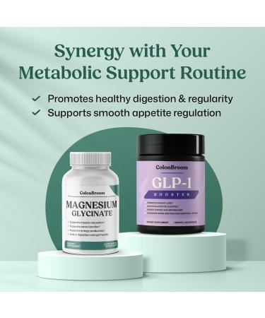 ColonBroom Pure Magnesium Glycinate Capsules | Supplement for Sleep Heart & Muscle Support | Non-GMO Gluten Free Vegan & Sugar-Free | 1 Month Supply (90 Capsules) 90 Count (Pack of 1) - Buy Online on GoSupps.com