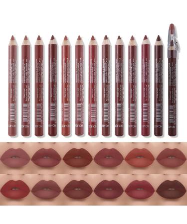Lot de 12 crayons l vres imperm ables avec couvercle longue dur e et imperm able crayon l vres naturel Lip Liner Set (12 Set) 12 1 g (Lot de 1)