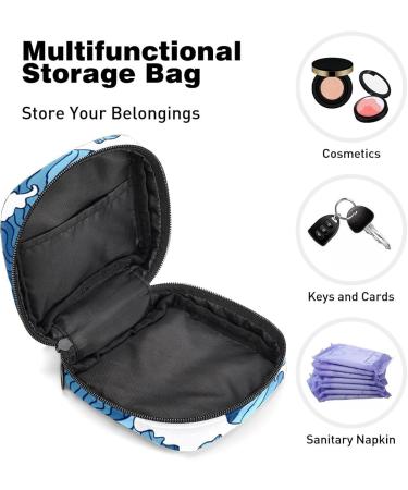 Shop Women's Lift Still Pad Holder - Sea Wave Pattern Blue & White - Portable Period Kit Bag for Women & Girls - Buy Online on GoSupps.com