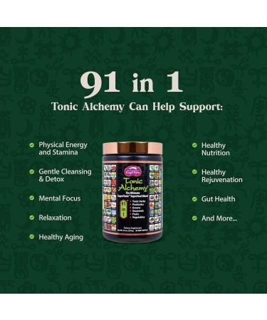 Dragon Herbs Tonic Alchemy Superfood Greens Powder with 91 Ingredients: Tonic Herbs, Ashwagandha, Mushrooms, Probiotics, Super Greens, Seaweeds, Fruits, Vegetables, Spirulina - 30 Servings 9.5 Ounce (Pack of 1) - Buy Online on GoSupps.com