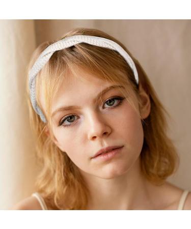 Qianyu 7mm Thin Headbands with Teeth for Women Girls Cute Braided Knitted Hairband Non Slip Criss Cross Hairhoop Solid Colors Hair Accessories Head Bands for Girls Teens and Women (white) - Buy Online on GoSupps.com