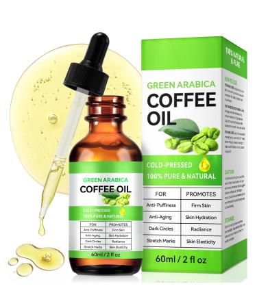ATOANY AntiWrinkle Coffee Oil 100 Pure and Natural Green Arabica Coffee Oil for Face Body Hair AntiPuffiness and Firm Skin Coffee Oil Skin Care Cold Pressed and Vegan 60 ml