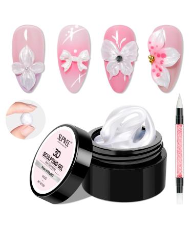 SUPWEE Solid Builder Nail Gel 15g Non-Stick 3D Pearly White Sculpting for 3D Nail Art DIY at Home