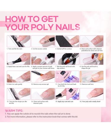 Modelones Poly Nail Gel Kit with 48W LED Nail Lamp - 6 Nude Pink Colors, Slip Solution, Rhinestones, Glitters - Manicure Starter Kit for Women - Buy Online on GoSupps.com