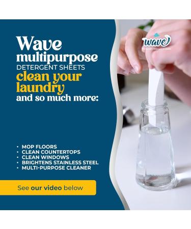 Wave Laundry Detergent Sheets - Scented 32 Loads - Fast-Dissolving & Powerful Multi-Purpose Cleaner - Eco-Friendly Plastic-Free Clean Breeze 32 Count - Buy Online on GoSupps.com