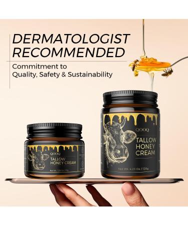 QOOQ 100% Grass Fed Beef Tallow for Skin with Raw Honey & Beach Rose Oil - for Sensitive & Eczema Skin - Natural Face/Body Butter + Lip Balm Orange 1.3 oz - Buy Online on GoSupps.com