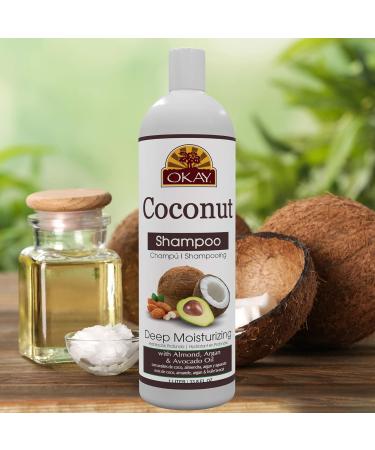 OKAY Coconut Deep Moisturizing Shampoo - Sulfate Silicone & Paraben Free - Nourishes & Strengthens All Hair Types - 12oz Made in USA - Buy Online on GoSupps.com