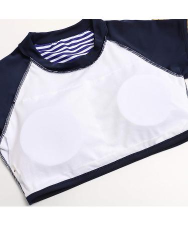 TUNUSKAT Women's 2 Piece Swimsuit Set - Color Block Graphic Tee Crop Top with Bow Striped Shorts Bikini in Blue - Size Medium - Buy Online on GoSupps.com