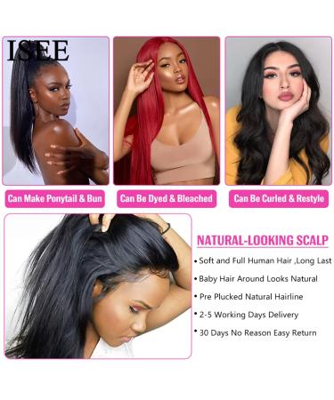 ISEE Hair 24 Transparent Lace Frontal Wig - 180% Density, Pre Plucked, Natural Color - Buy Online on GoSupps.com