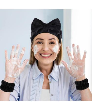 Shop Black Terry Hair Band for Cosmetics & Spa - Moisture-Wicking Headband for Face Washing Yoga & Shower - Buy Online on GoSupps.com
