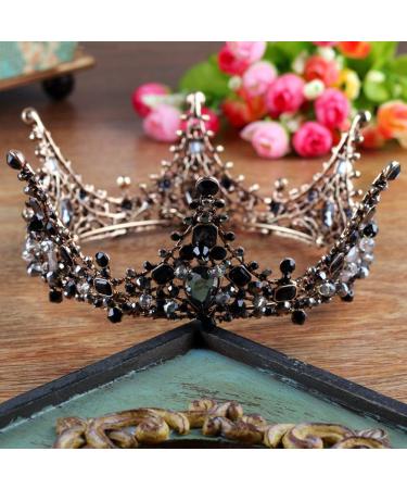 Frcolor Baroque Tiara Bridal Headpiece - Rhinestone Wedding Crown Hairband (Black) | Shop Internationally - Buy Online on GoSupps.com