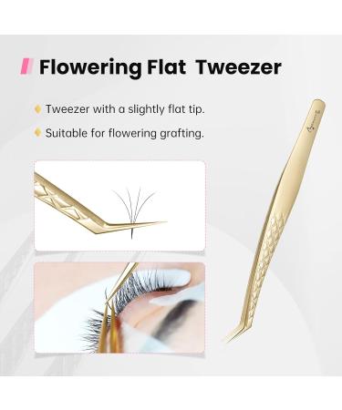 Beauty7 Professional Stainless Steel Eyelash Extension Tweezers - Curved Precision Tweezers with Etui - Multi-Way Gold Color | Shop Now! - Buy Online on GoSupps.com