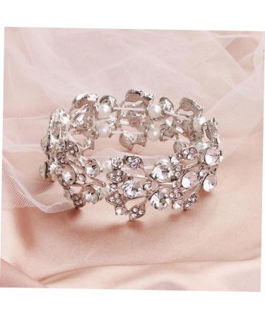 Buy Healvian 3-Stone Pearl Wedding Dress Accessories | Women's Tennis & Cuff Bracelet - Stretchable Bird Crystal Design - Buy Online on GoSupps.com