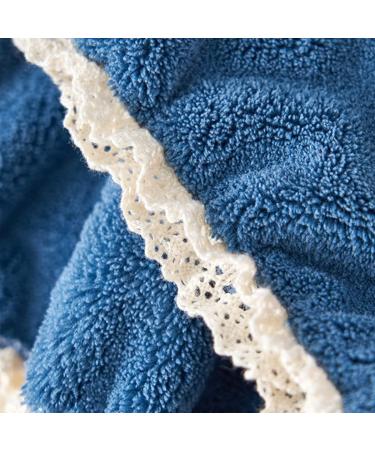 Microfiber Hair Towel Set - Soft Lace Edge Turban Caps for Women | Cute & Absorbent Hair Drying Towels (Pink & Blue 2 Pieces) - Buy Online on GoSupps.com