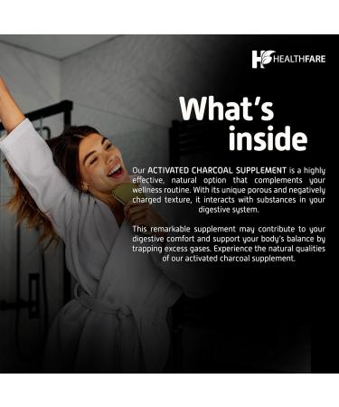 HealthFare Activated Charcoal Pills 1200mg | 150 Vegan Capsules | 2 Bottles | Organic Coconut-Sourced | Detox & Digestive Balance | Non-GMO Gluten-Free | Made in USA - Buy Online on GoSupps.com