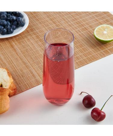 FOCUSLINE 24 Pack 9 Oz Stemless Plastic Champagne Flutes - Heavy Duty Clear, Shatterproof, Disposable & Reusable Glasses for Wedding or Party - Buy Online on GoSupps.com