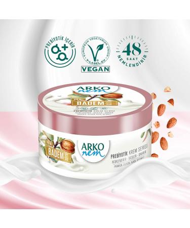 ARKO NEM Prebiotic Vegan Face & Body Cream 250ml - Paraben-Free Silicone-Free Alcohol-Free Moisturizer for All | 48-Hour Hydration with Almond Milk - Buy Online on GoSupps.com