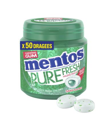 MENTOS GUM Chewing Gum Mentos Pure Fresh Chloro - Sugar-free Chewing Gum - Long Lasting - Fresh Breath - Box of 50 Sugar-Free Sugar-Free Sugars - 100g