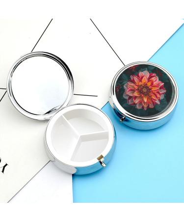 Yellow Striped Dahlia Pill Box - 3 Compartment Portable Medicine Organizer for Travel & Handbag - Buy Online on GoSupps.com