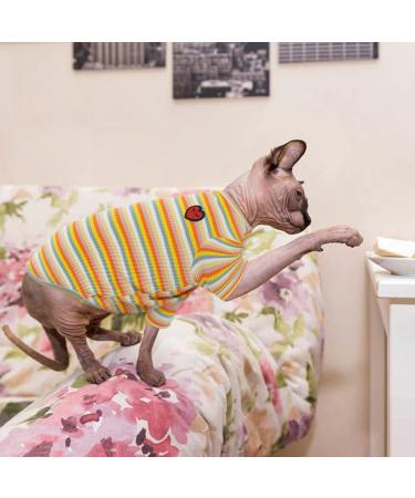 Hairless Cat Cotton T-Shirts - Breathable Summer Pet Clothing for Sphynx Cornish Rex Devon Rex | Soft Stretchable & Skin-Friendly Jumpsuit (S 4.4-5.5lbs) - Yellow - Buy Online on GoSupps.com