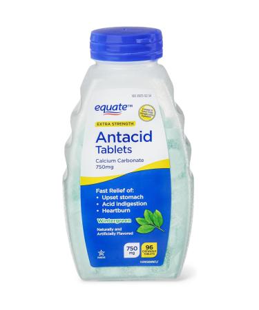Ravazzi Equate Extra Strength Antacid Chewable Wintergreen Tablets Over The Counter 750 mg 96 Ct