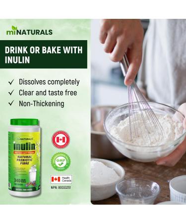 miNATURALS Pure Inulin Fiber Powder - Natural Prebiotic Fibre Supplement (340g - 106 Doses) - Folate and B Vitamins - Buy Online on GoSupps.com