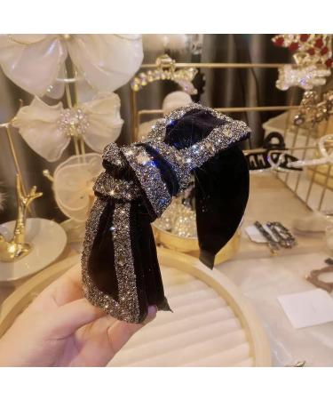 Faylay Fashion Gothic Glitter Rhinestone Crystal Velvet Bow Hairband - Headband-A1 - Buy Online on GoSupps.com