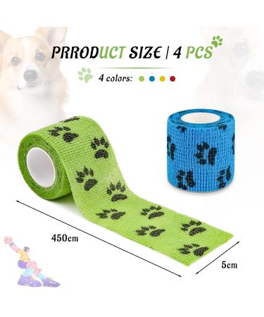 Vet Wrap Pet Cohesive Bandages Dog Bandage Self Adhesive Cohesive Non-Woven Elastic Bandage with Breathable and Stretchable Fabric for Human Wrist Ankle Sprains & Swelling 4 Rolls 5cm x 4.5m One Size 4 - Buy Online on GoSupps.com
