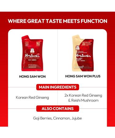 JUNG KWAN JANG US HongSamWon - Korean Red Ginseng Tea, Pre and Post Workout Herbal Energy Drink with Jujube, Cinnamon Ginger & Goji Berry - Caffeine Free, Non-GMO (60 Pouches, 1.69 fl oz) Hongsamwon (50ml / 60 Count) - Buy Online on GoSupps.com