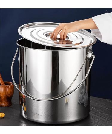 Stainless Steel Bucket 6L/12L/20L Kitchen Stainless Steel Bin with Lids and Handle Water Bucket (Color : Silver 25cm) - Buy Online on GoSupps.com