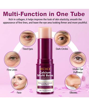 Akeeronn 2PCS Calcium Multi Balm Calcium Volume Multi Balm Anti-Aging Wrinkle Core Stick Collagen Moisturing Stick for Moisturizing and Firming Eyes Neck and Face 9g - Buy Online on GoSupps.com