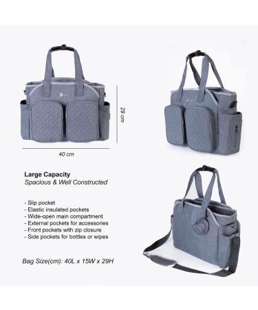 Large Gray Diaper Bag Stroller | Adjustable Shoulder Strap Mama Handbag | Oxford Fabric Travel Bag for Newborns - Buy Online on GoSupps.com