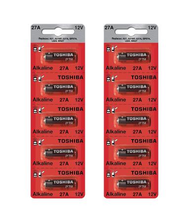 TOSHIBA Alkaline 27A GP27A MN27 A27BP 12 Volt Battery (10 Batteries)
