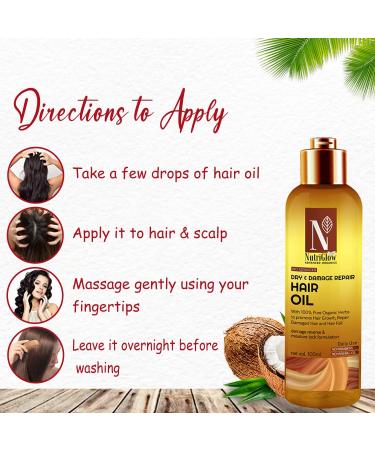 Nutriglow Advanced Organics Bio Advanced Dry and Damage Repair Hair Oil/Damage Reverse and Moisture Lock Formulation/No Parabens & No Mineral Oil -100Ml - Buy Online on GoSupps.com