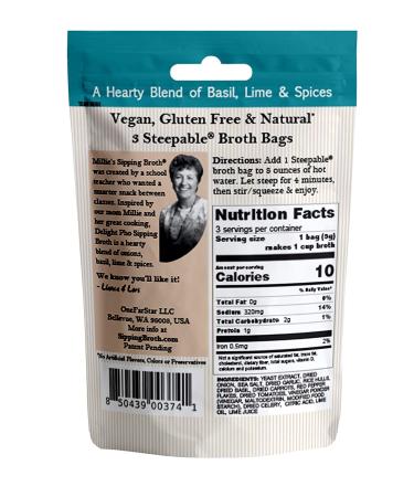 MILLIE'S SIPPING BROTH Steepable Vegetable Broth with Savory Seasonings for Snack Urges | Vegan  Keto  Gluten Free  Intermittent Fasting  and natural | (4 Pack Assortment - 12 Broth Bags Total) - Buy Online on GoSupps.com