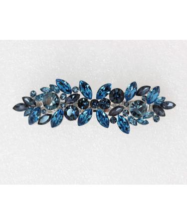Faship Navy Blue Rhinestone Floral Hair Barrette Clip - Stunning Crystal Accessory - Buy Online on GoSupps.com