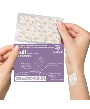 NUTRI-PATCH Multi Without Iron Infused with D3 B Complex Magnesium Zinc.Topical Patch Designed to Give You a Boost (30/Pack).