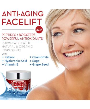 Natural Anti-Aging Facelift Cream | Ultimate Moisturizer with Retinol Peptides & Hyaluronic Acid | Smooth Fine Lines & Wrinkles | 2 OZ - International Shipping Available - Buy Online on GoSupps.com