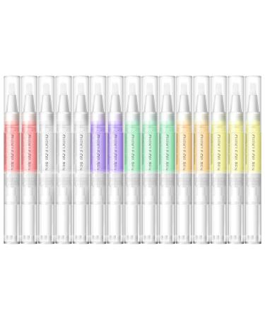 PEACECOLOR 15Pcs Cuticle Oil Pen Set for Nails Natural Ingredients Oil Pen for Nail Growth Care Home Use with Different Flavor(Rose Jasmine Lavender Apple Cantaloupe Orange) XA-01