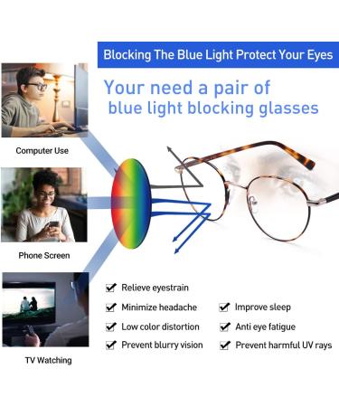 Avaway Women's Blue Light Filter Glasses - Vintage Round Metal Frames for PC Cell Phone & TV | Reduce Eye Strain & Protect Vision - Buy Online on GoSupps.com